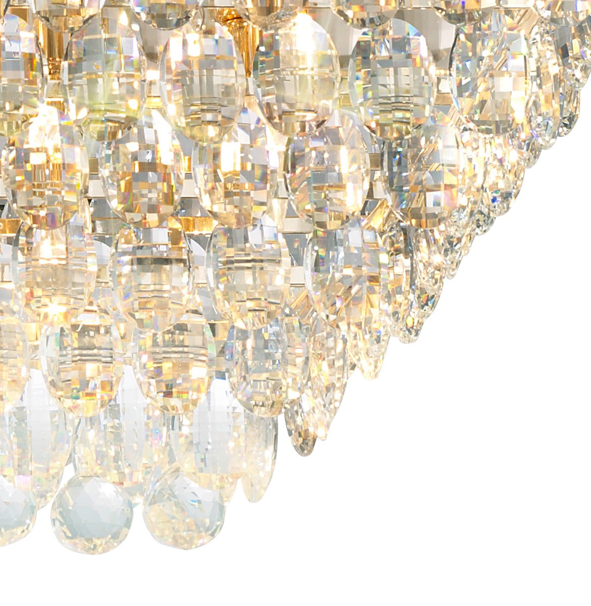 Diyas Coniston 11 Light Linear Bar Flush Ceiling Light in French Gold with Crystal