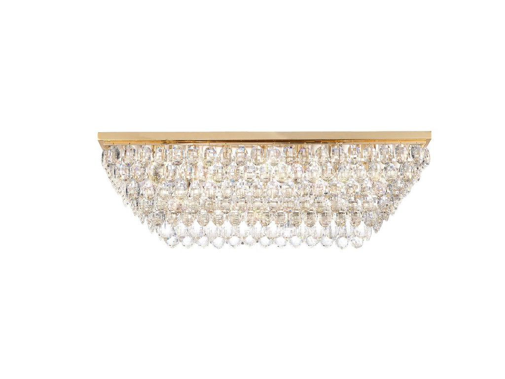 Diyas Coniston 11 Light Linear Bar Flush Ceiling Light in French Gold with Crystal