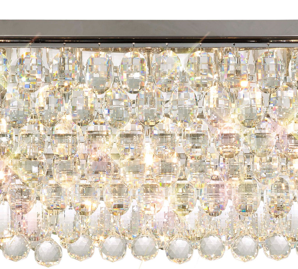 Diyas Coniston 11 Light Linear Bar Flush Ceiling Light in Polished Chrome with Crystal