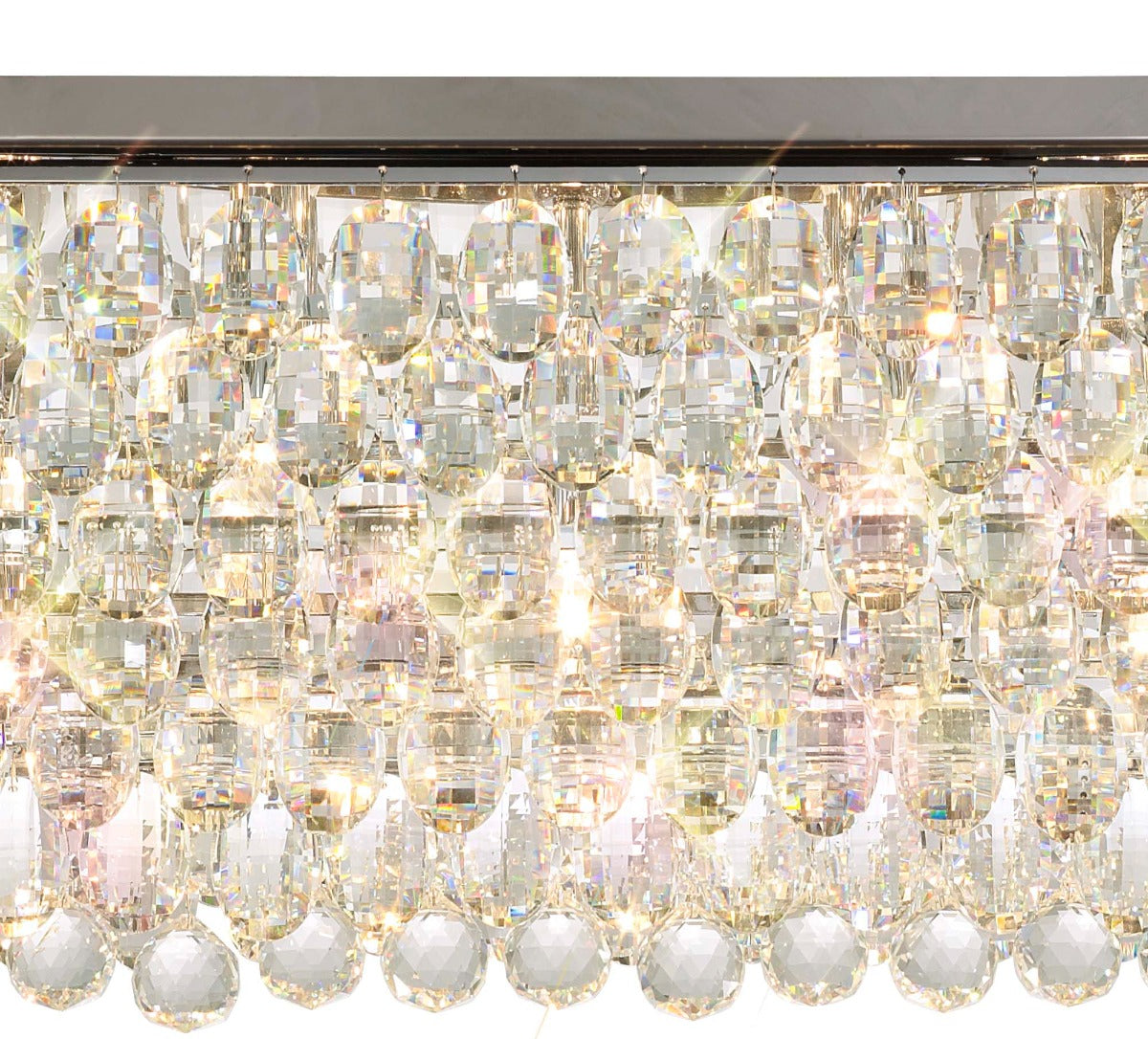 Diyas Coniston 11 Light Linear Bar Flush Ceiling Light in Polished Chrome with Crystal