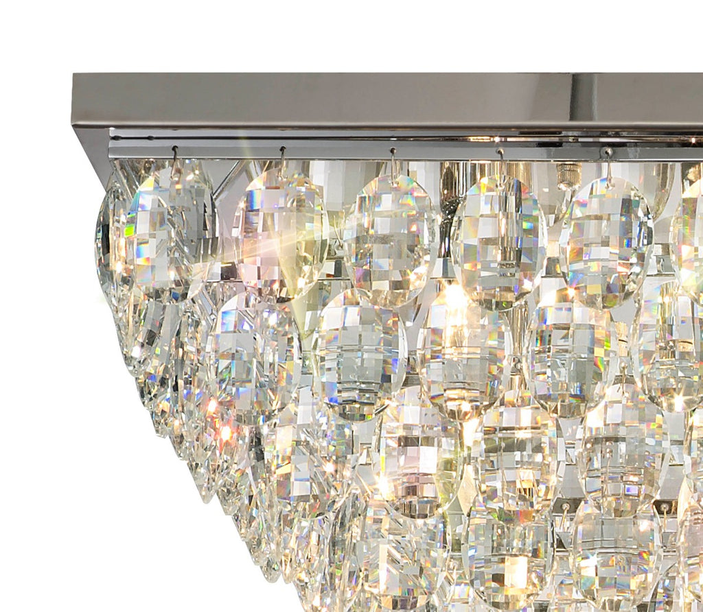 Diyas Coniston 11 Light Linear Bar Flush Ceiling Light in Polished Chrome with Crystal