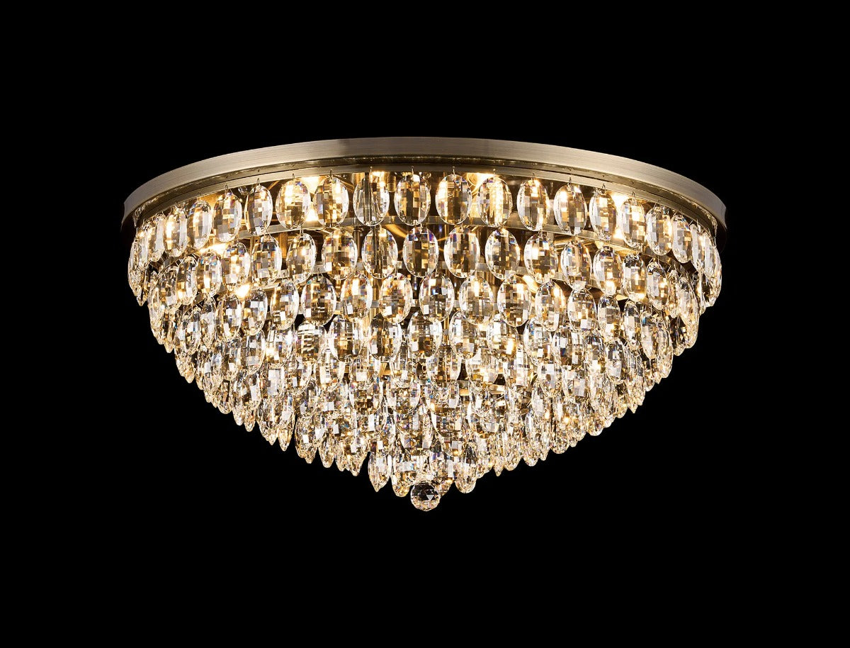 Diyas Coniston 12 Light Flush Ceiling Light in Antique Brass