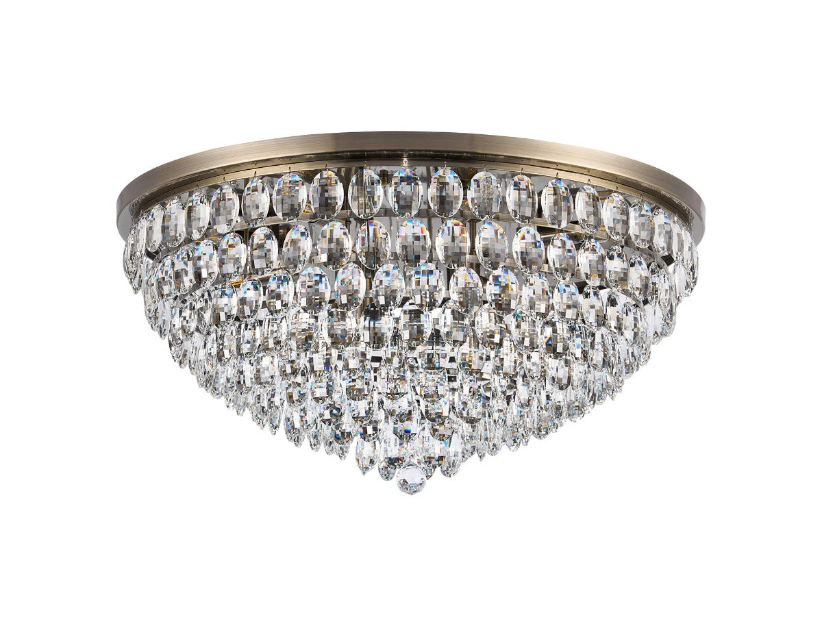 Diyas Coniston 12 Light Flush Ceiling Light in Antique Brass