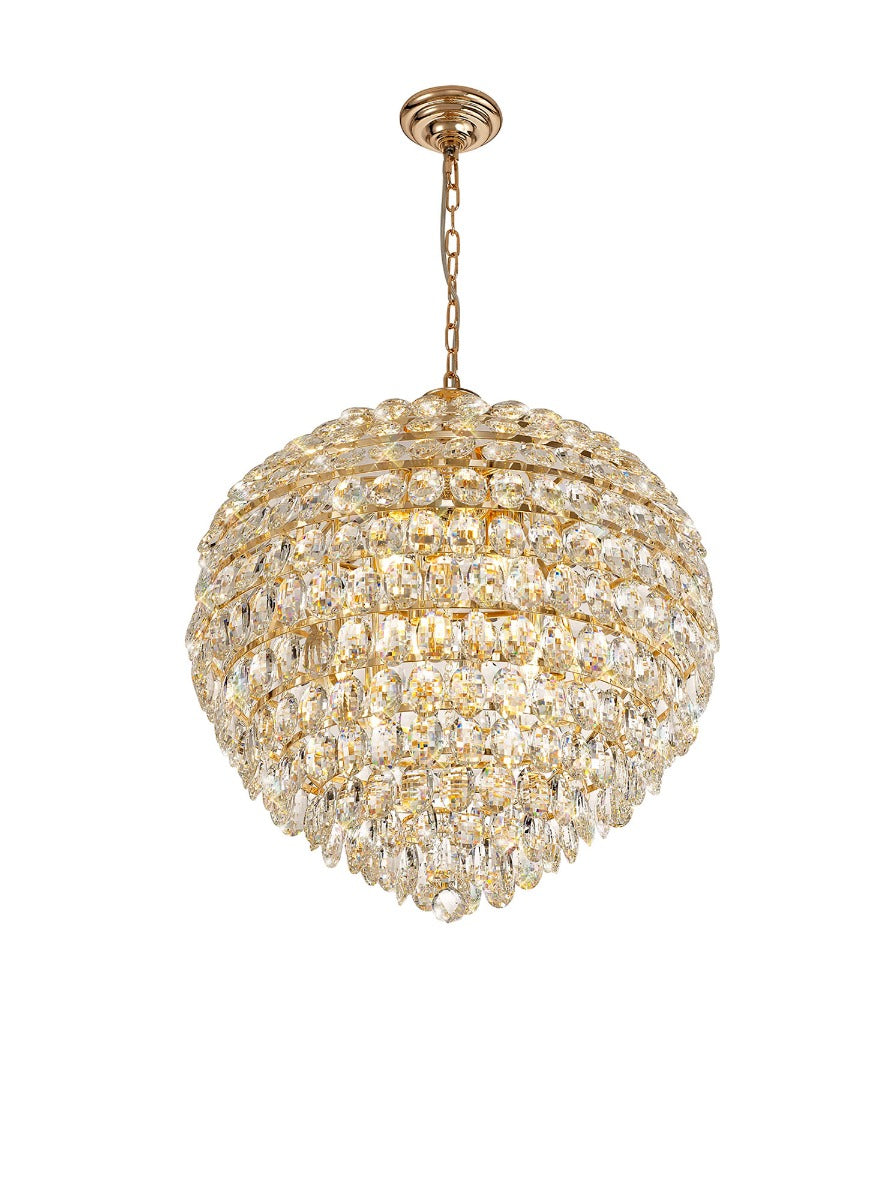 Diyas Coniston 12 Light Pendant Light in French Gold with Crystal
