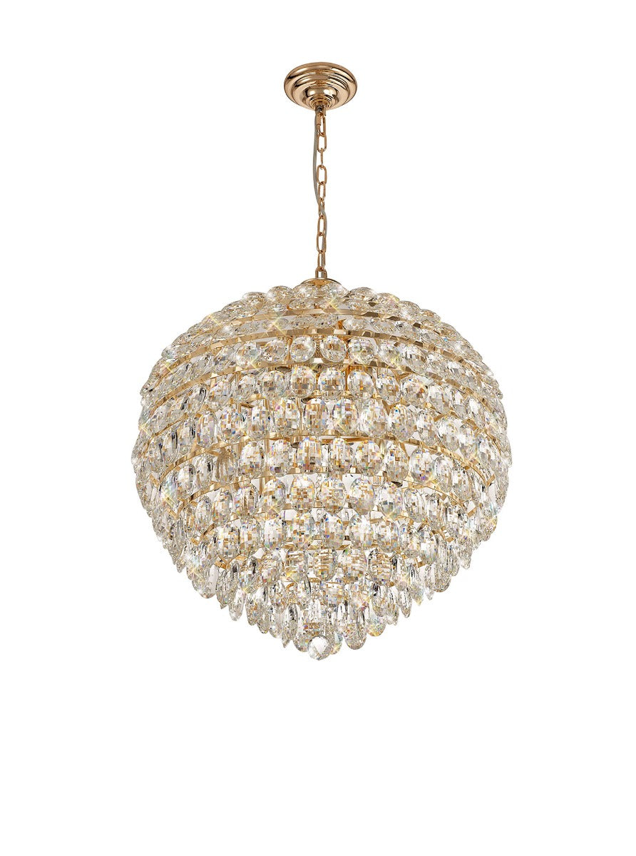 Diyas Coniston 12 Light Pendant Light in French Gold with Crystal