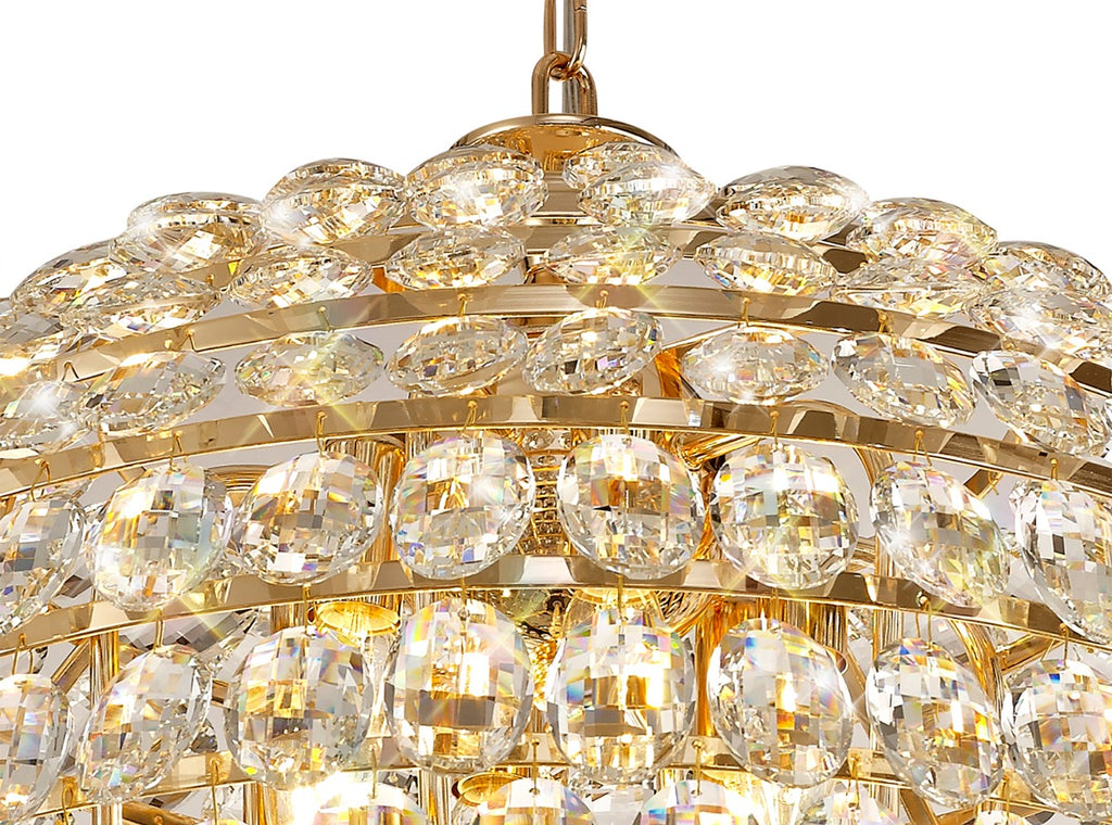 Diyas Coniston 12 Light Pendant Light in French Gold with Crystal