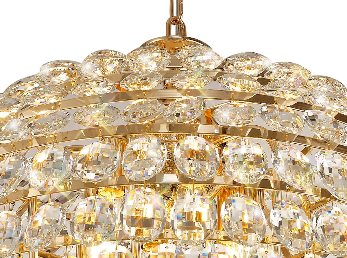 Diyas Coniston 12 Light Pendant Light in French Gold with Crystal