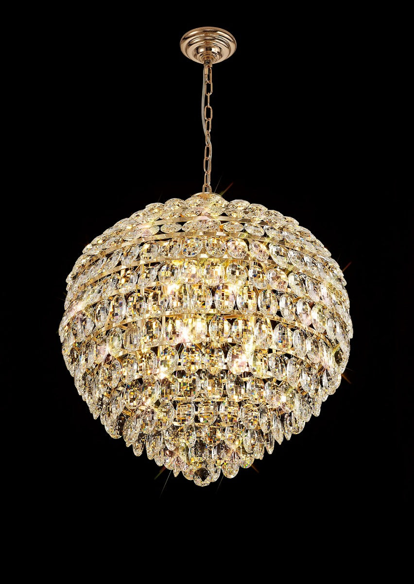 Diyas Coniston 12 Light Pendant Light in French Gold with Crystal