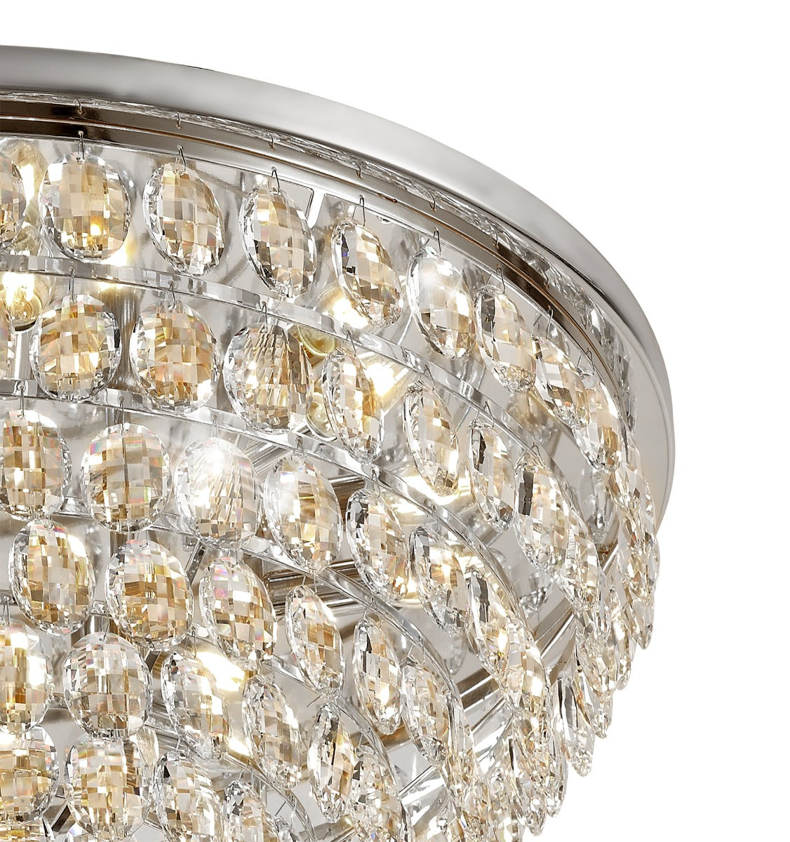 Diyas Coniston 12 Light Round Flush Ceiling Light in Polished Chrome with Crystal