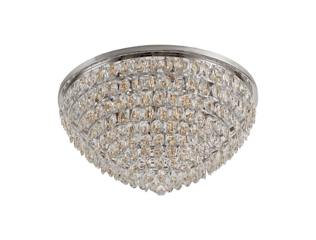 Diyas Coniston 12 Light Round Flush Ceiling Light in Polished Chrome with Crystal