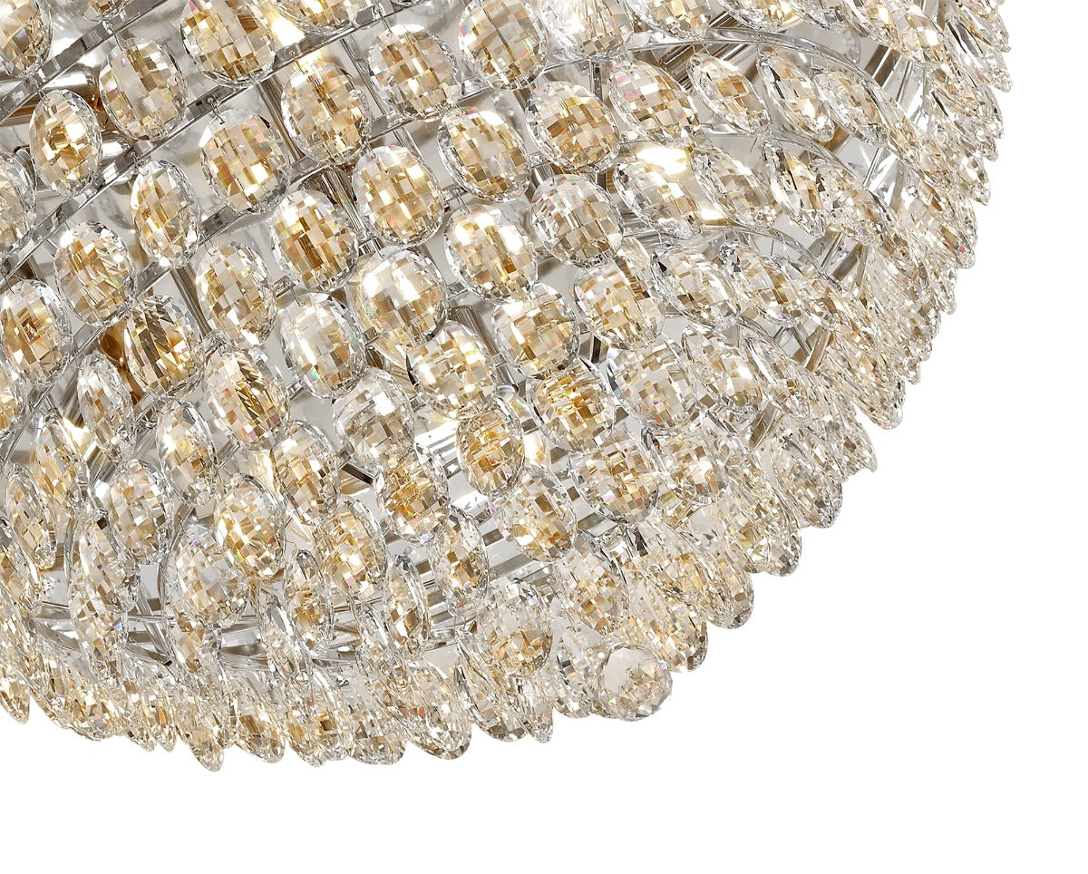 Diyas Coniston 12 Light Round Flush Ceiling Light in Polished Chrome with Crystal