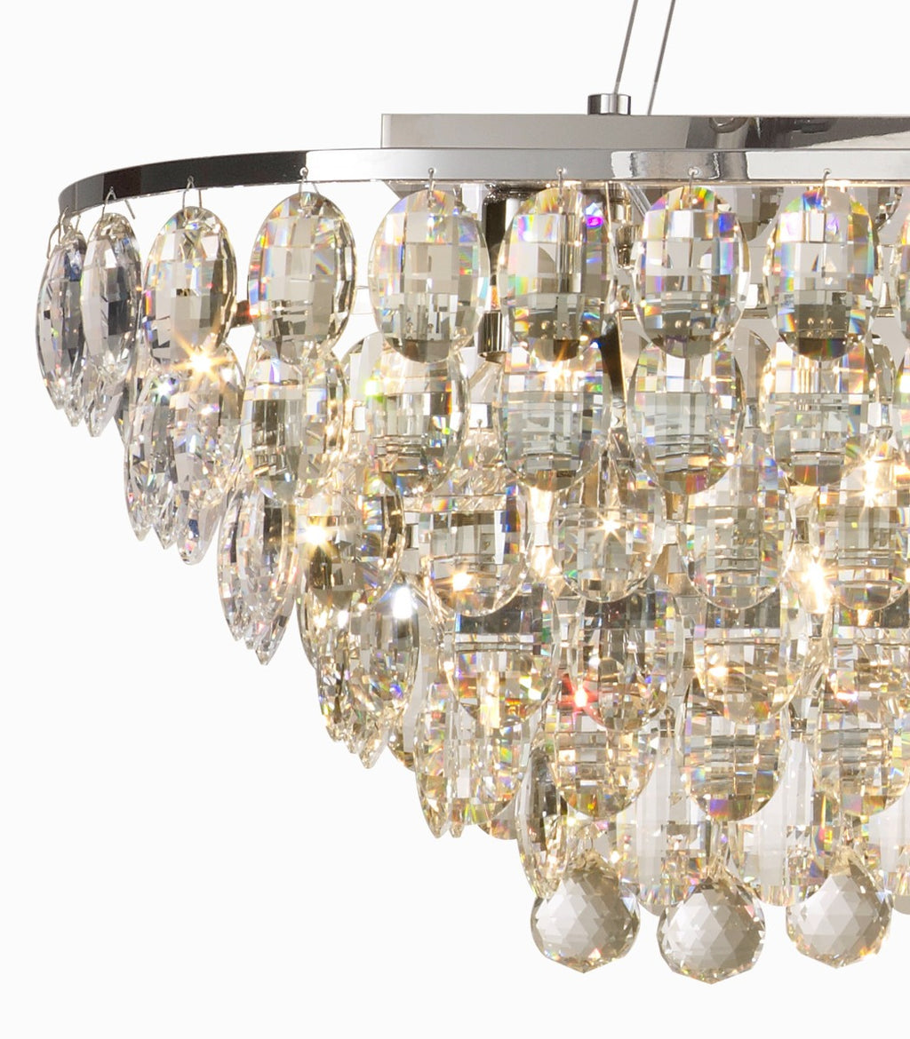 Diyas Coniston 14 Light Linear Bar Pendant Light in Polished Chrome with Crystal