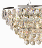 Diyas Coniston 14 Light Linear Bar Pendant Light in Polished Chrome with Crystal