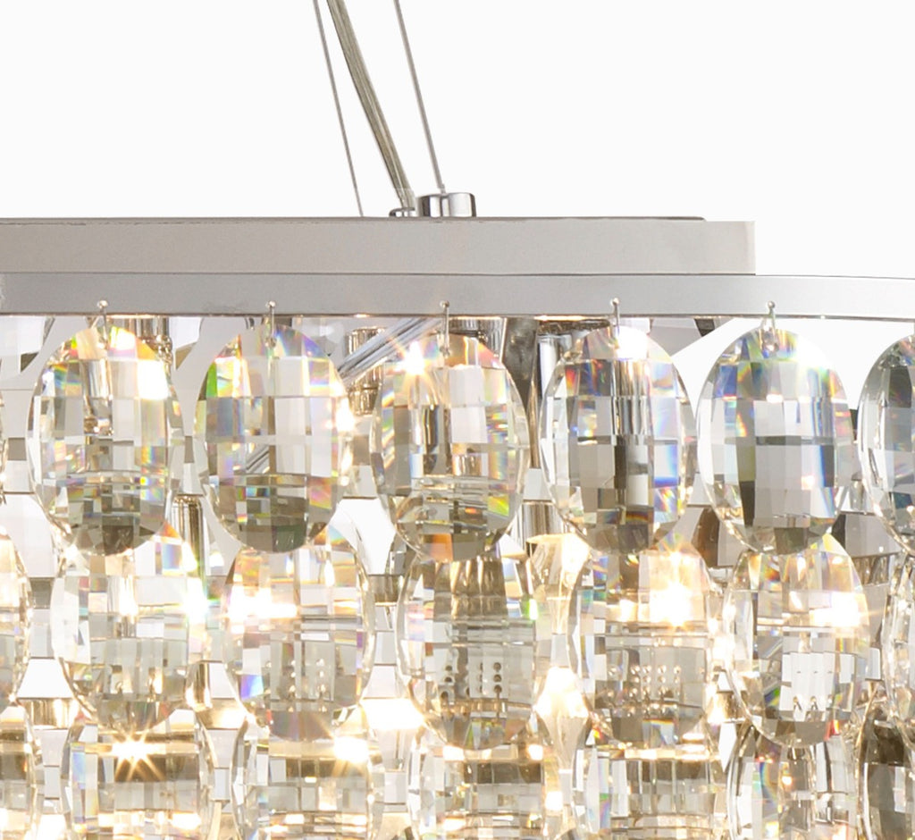 Diyas Coniston 14 Light Linear Bar Pendant Light in Polished Chrome with Crystal