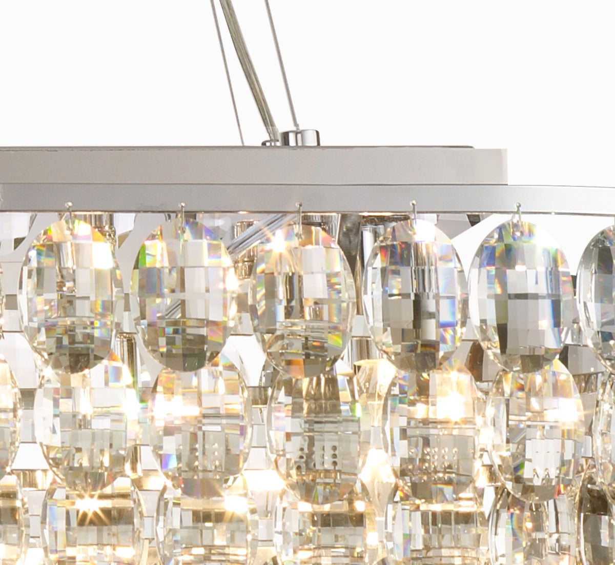 Diyas Coniston 14 Light Linear Bar Pendant Light in Polished Chrome with Crystal