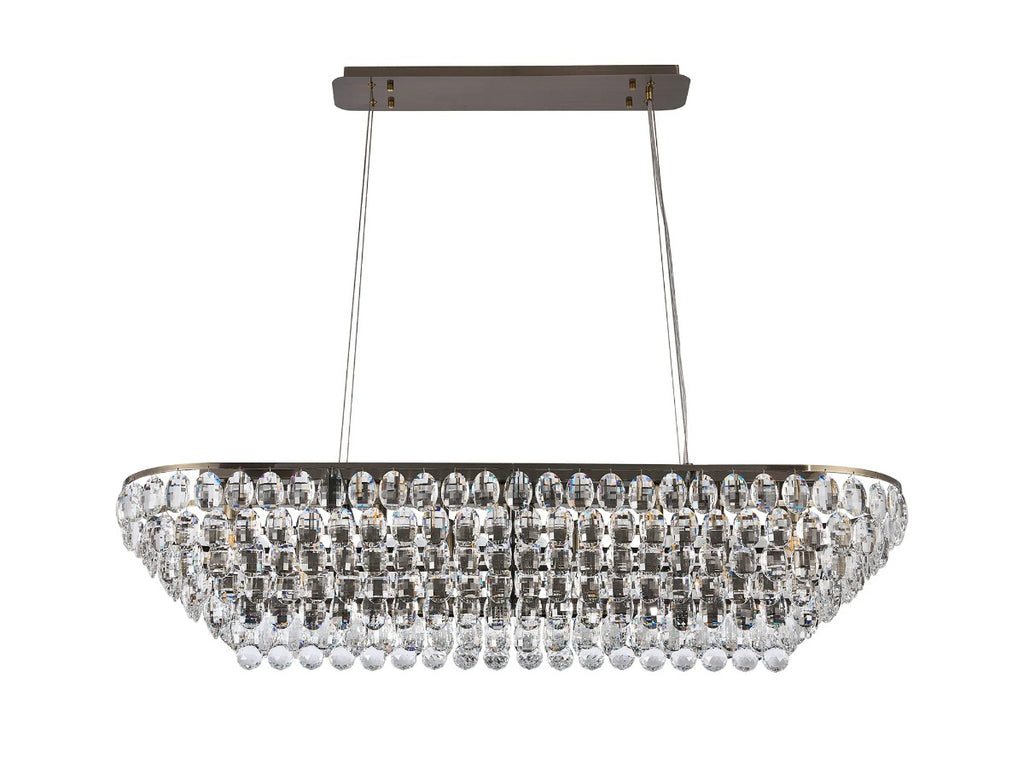 Diyas Coniston 14 Light Linear Pendant Light in Antique Brass