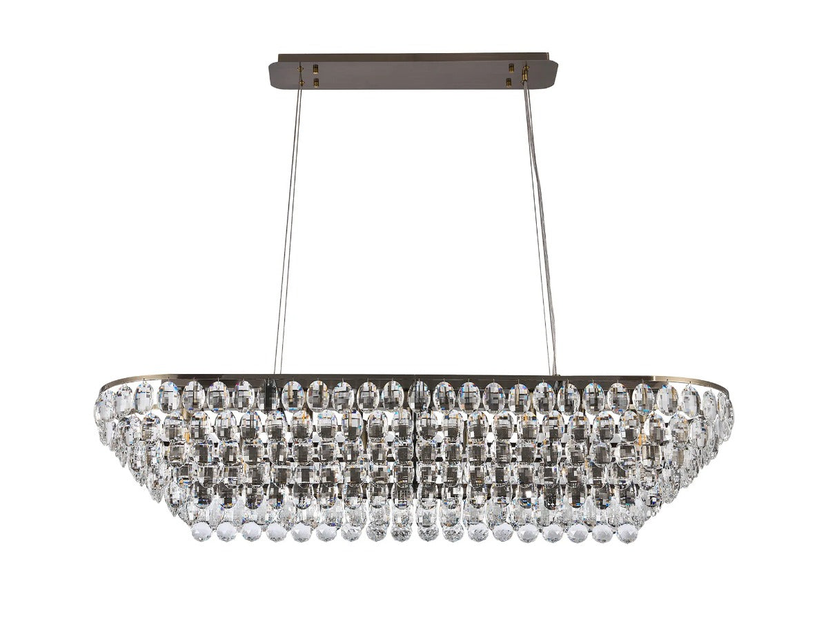 Diyas Coniston 14 Light Linear Pendant Light in Antique Brass