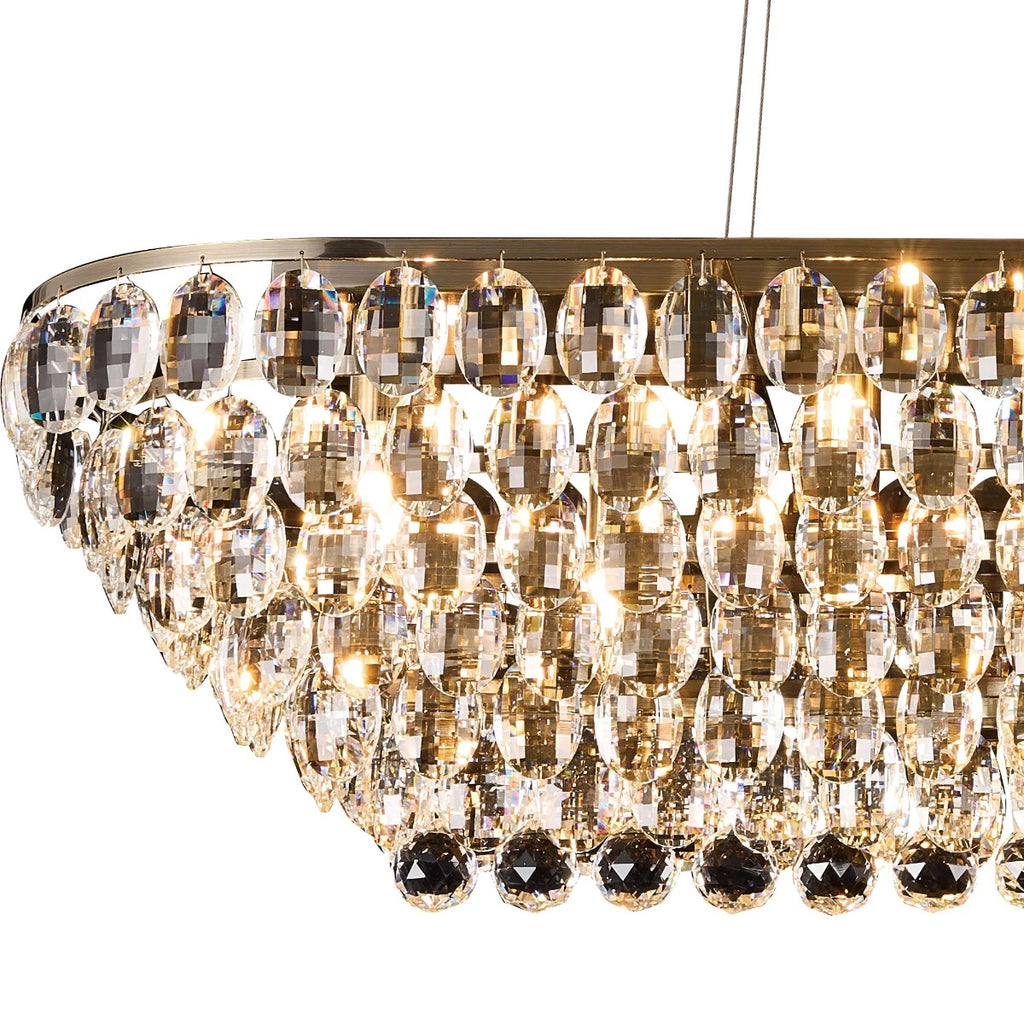Diyas Coniston 14 Light Linear Pendant Light in Antique Brass