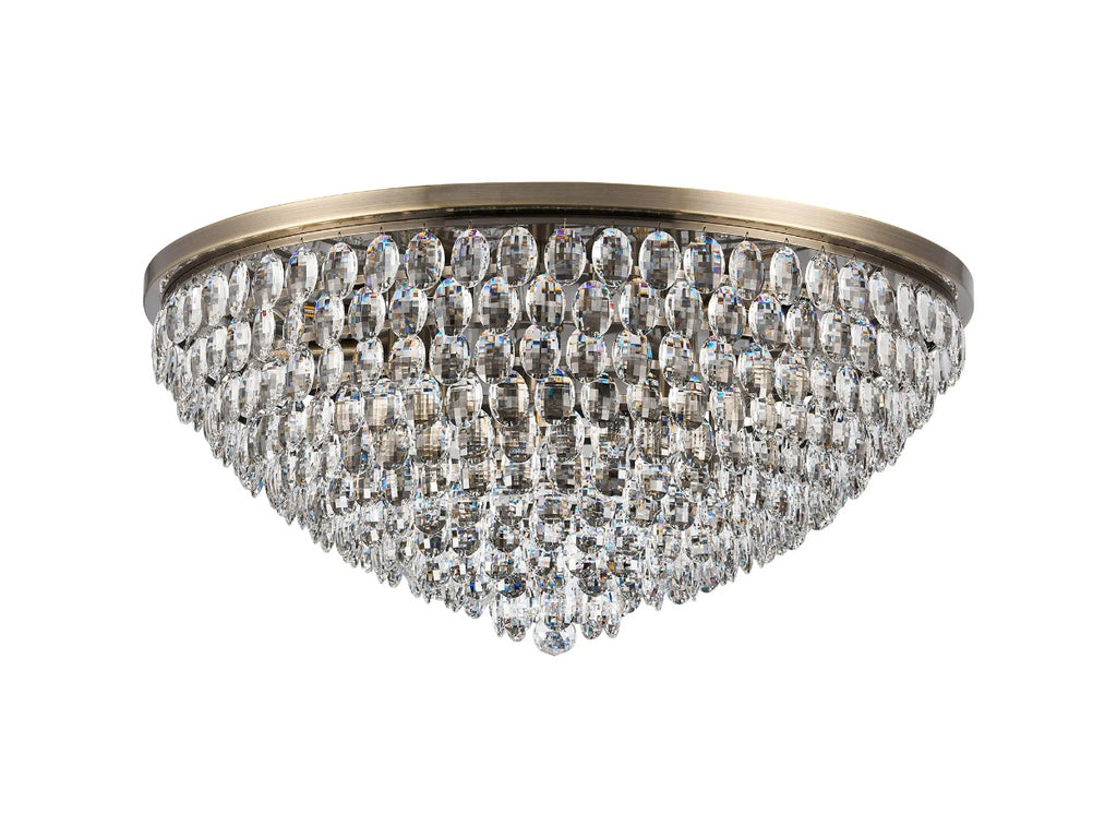 Diyas Coniston 15 Light Flush Ceiling Light in Antique Brass