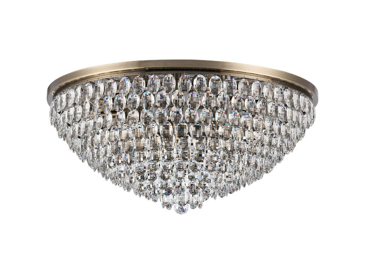 Diyas Coniston 15 Light Flush Ceiling Light in Antique Brass