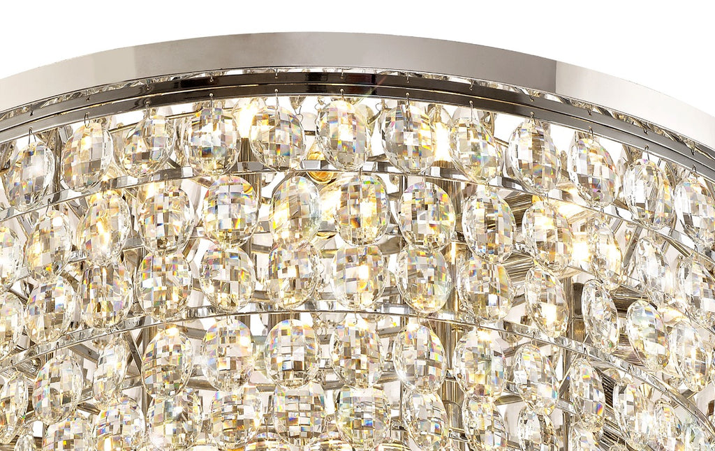 Diyas Coniston 15 Light Round Flush Ceiling Light in Polished Chrome with Crystal