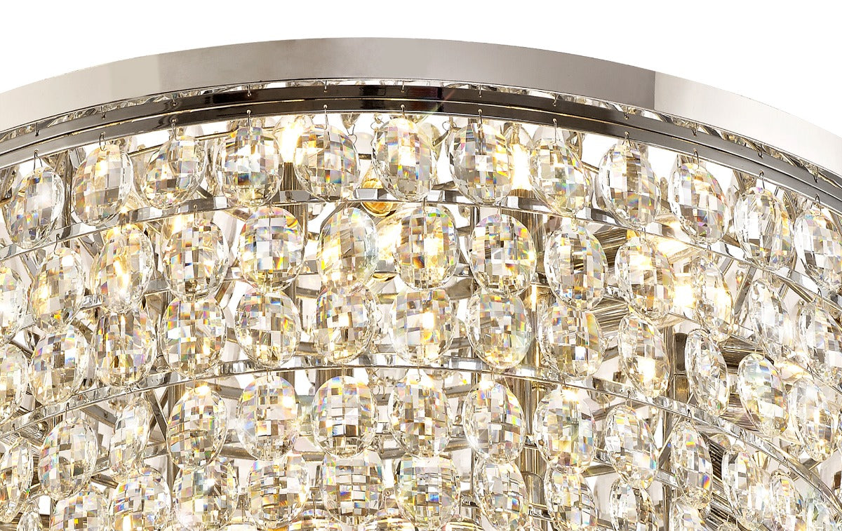 Diyas Coniston 15 Light Round Flush Ceiling Light in Polished Chrome with Crystal