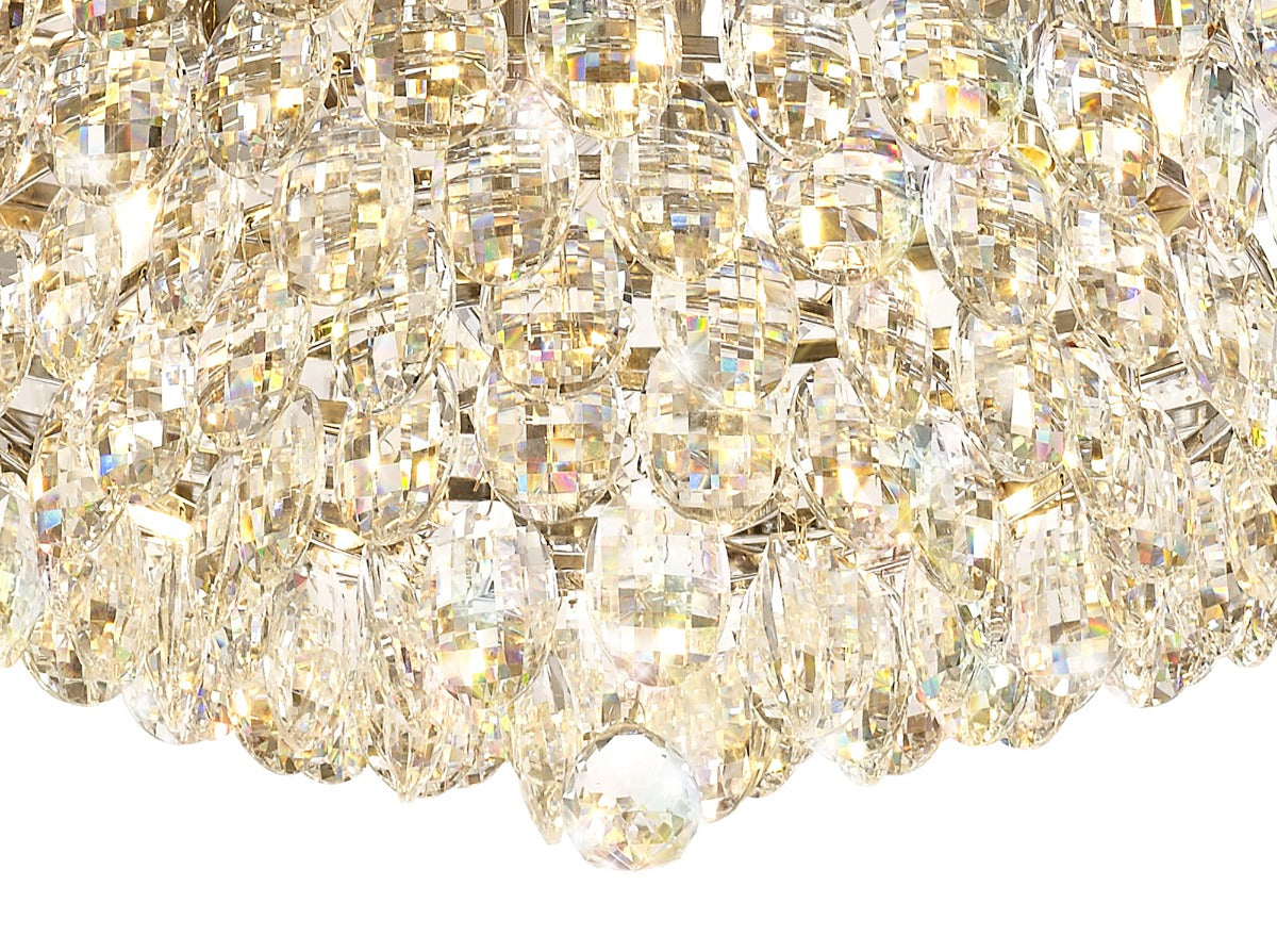 Diyas Coniston 15 Light Round Flush Ceiling Light in Polished Chrome with Crystal