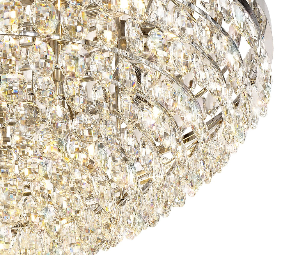 Diyas Coniston 15 Light Round Flush Ceiling Light in Polished Chrome with Crystal