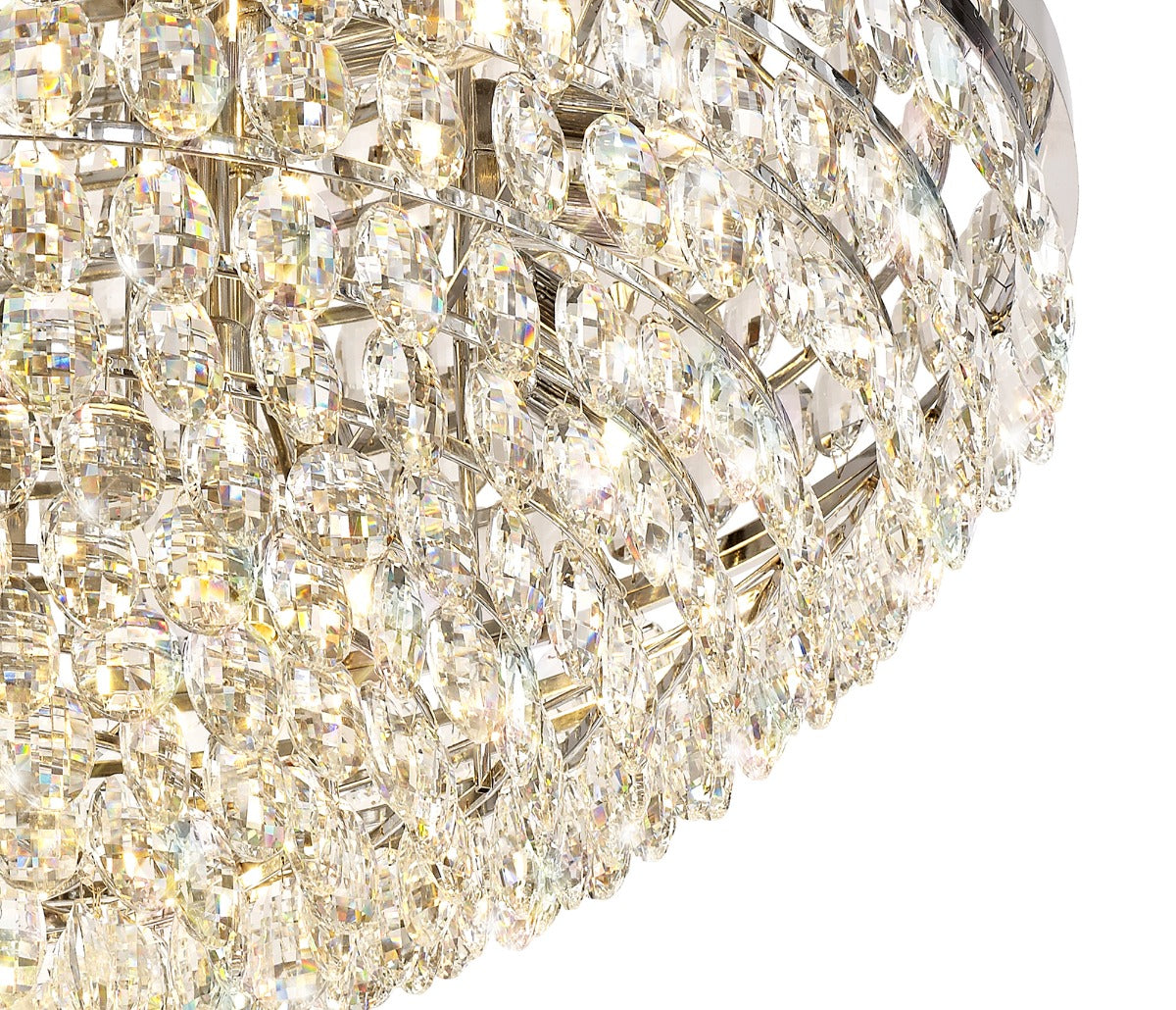Diyas Coniston 15 Light Round Flush Ceiling Light in Polished Chrome with Crystal