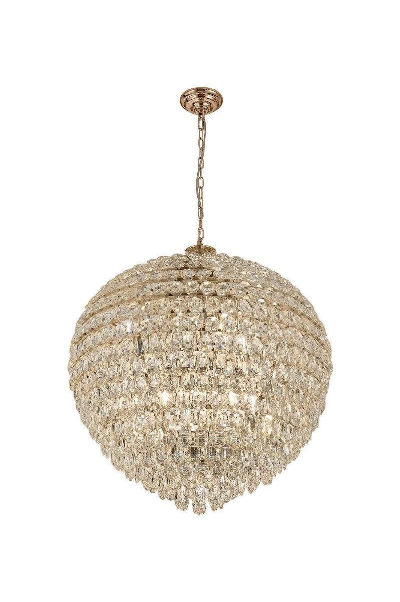 Diyas Coniston 16 Light Pendant Light in French Gold with Crystal