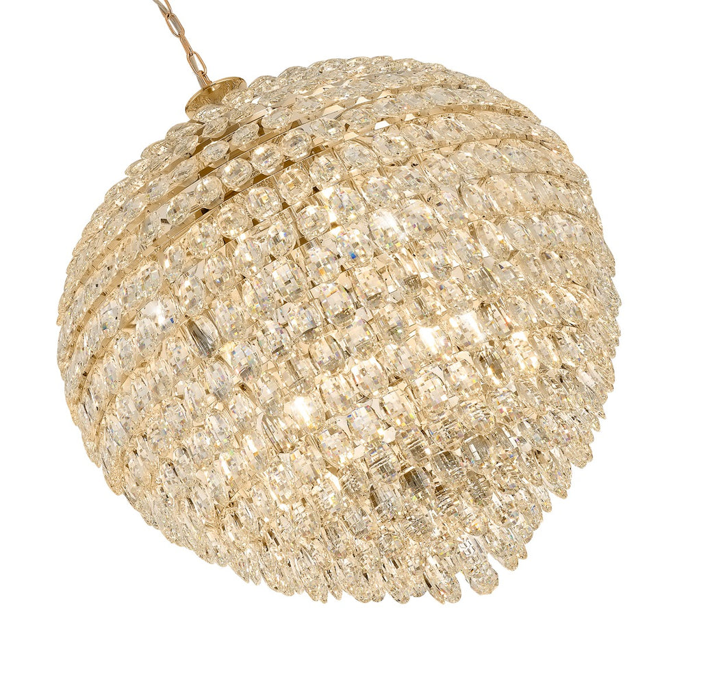 Diyas Coniston 16 Light Pendant Light in French Gold with Crystal