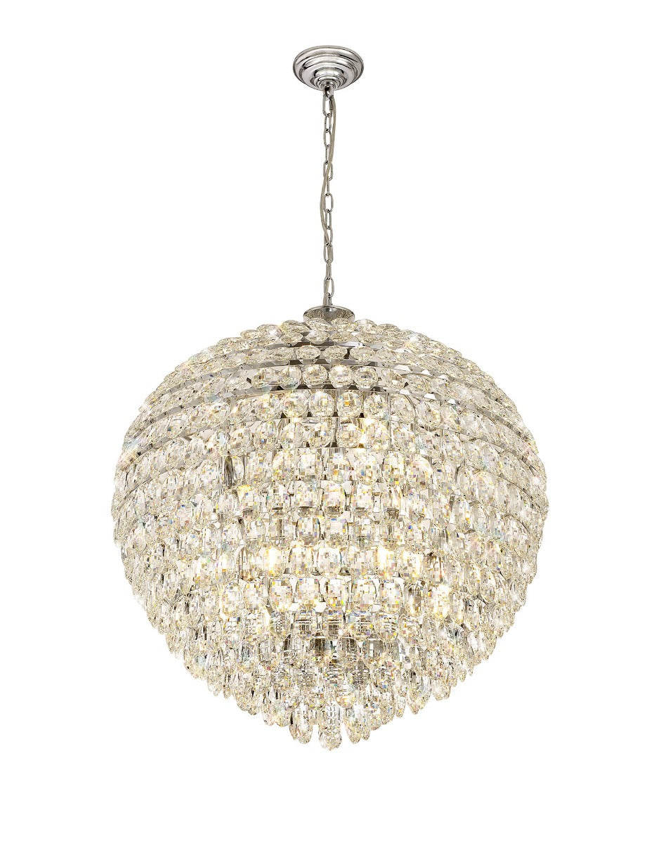 Diyas Coniston 16 Light Pendant Light in Polished Chrome with Crystal