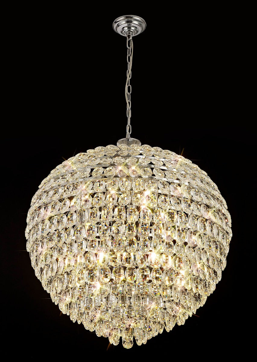 Diyas Coniston 16 Light Pendant Light in Polished Chrome with Crystal