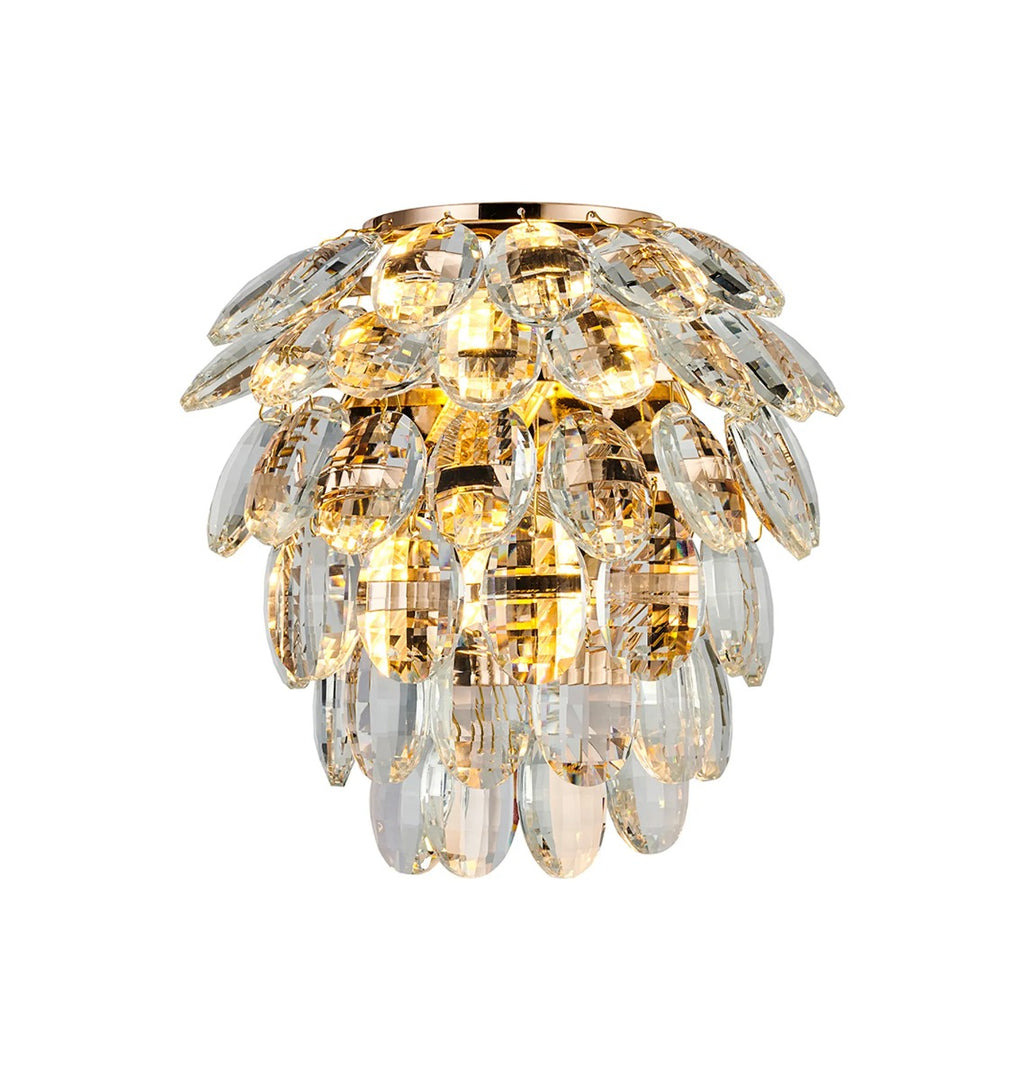Diyas Coniston 2 Light Wall Light in French Gold IP44