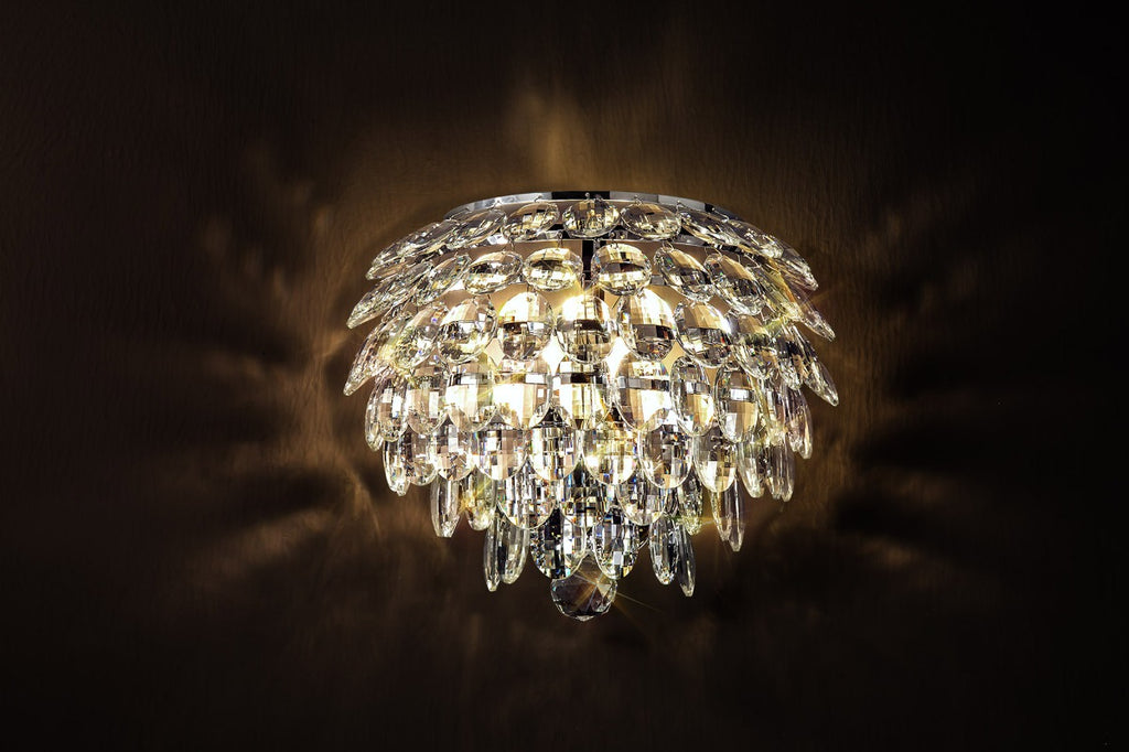 Diyas Coniston 2 Light Wall Light in Polished Chrome with Crystal