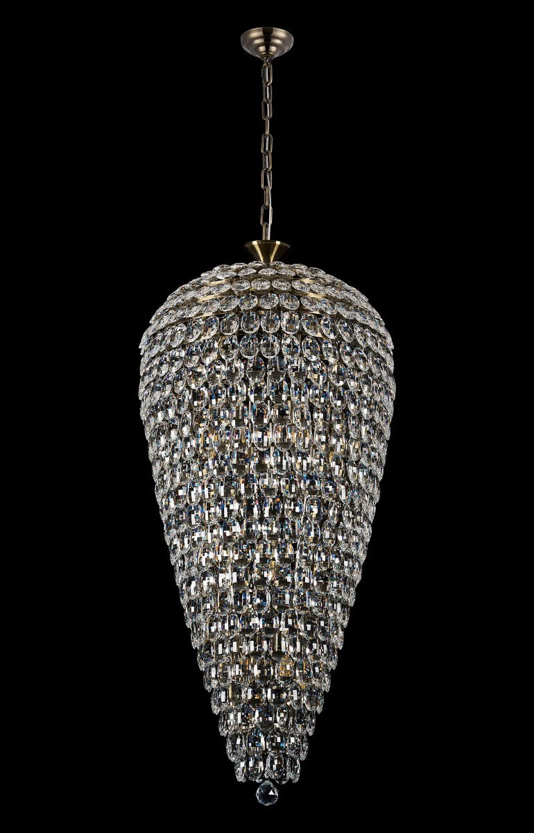 Diyas Coniston 20 Light Tall Acorn Pendant Light in Antique Brass