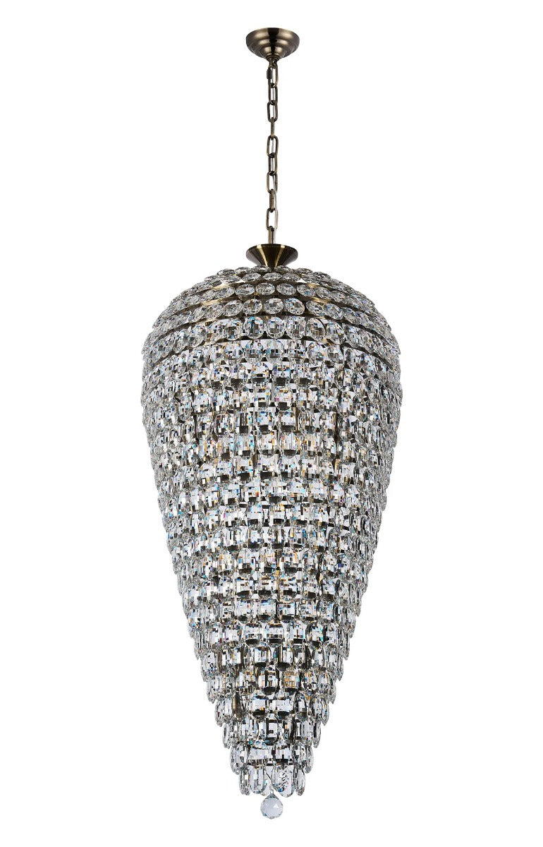 Diyas Coniston 20 Light Tall Acorn Pendant Light in Antique Brass