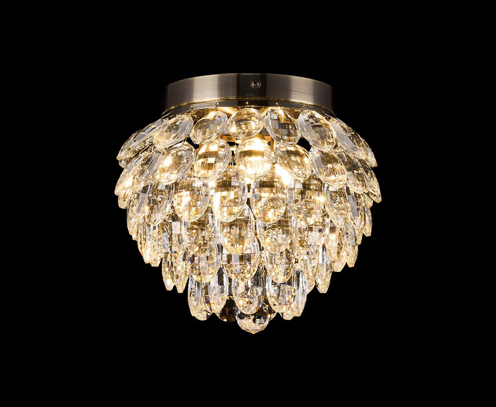 Diyas Coniston 3 Light Ceiling Light in Antique Brass IP44