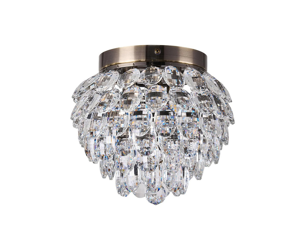 Diyas Coniston 3 Light Ceiling Light in Antique Brass IP44
