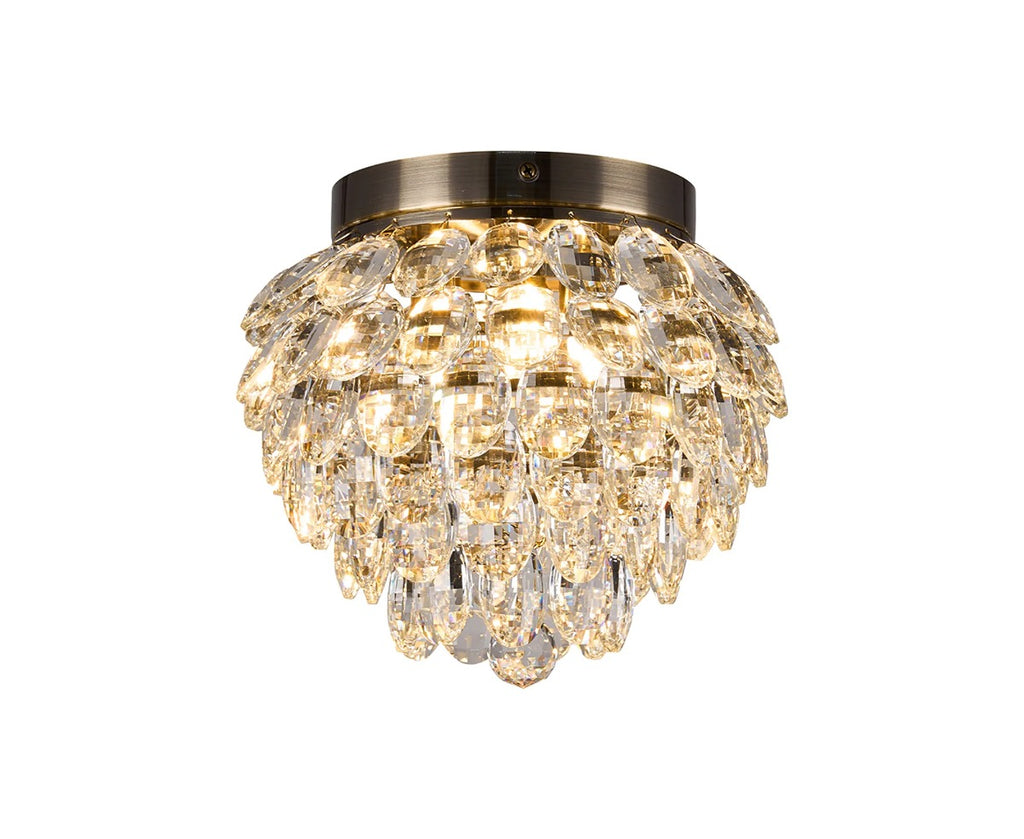 Diyas Coniston 3 Light Ceiling Light in Antique Brass IP44