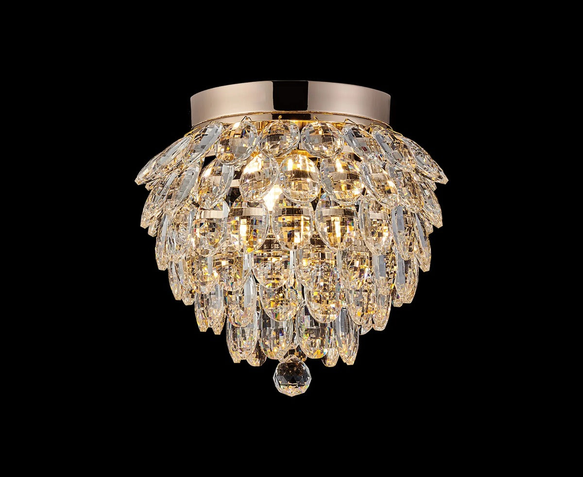 Diyas Coniston 3 Light Ceiling Light in French Gold IP44