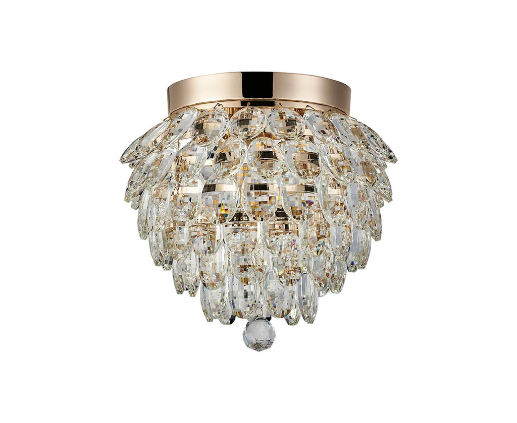 Diyas Coniston 3 Light Ceiling Light in French Gold IP44