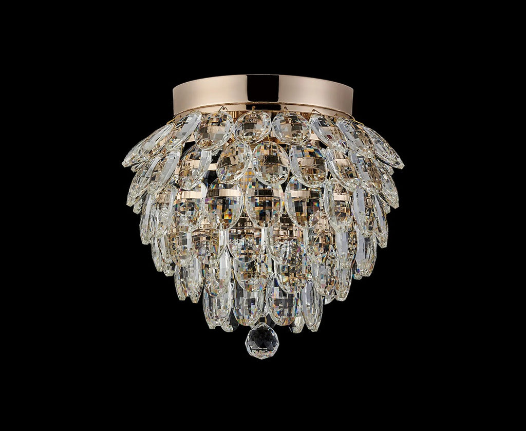 Diyas Coniston 3 Light Ceiling Light in French Gold IP44