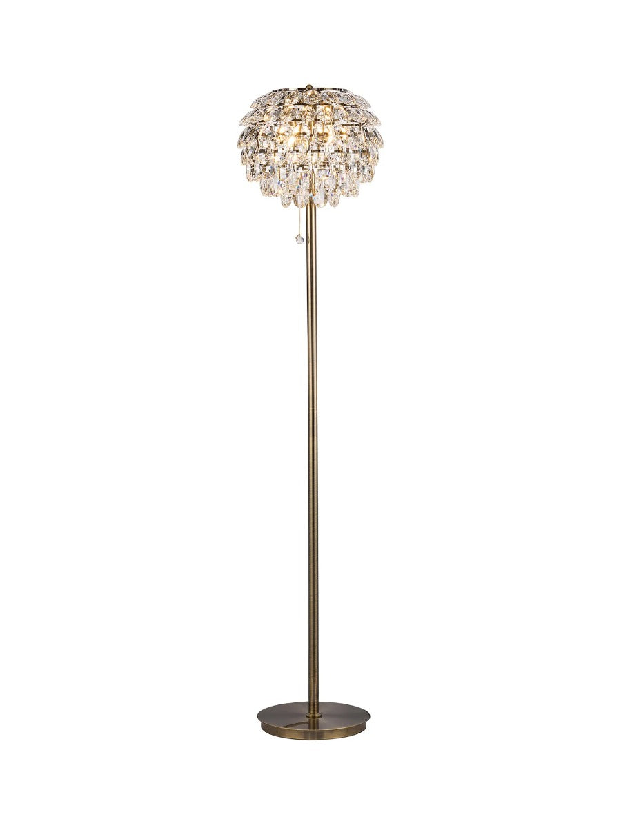 Diyas Coniston 3 Light Floor Lamp in Antique Brass