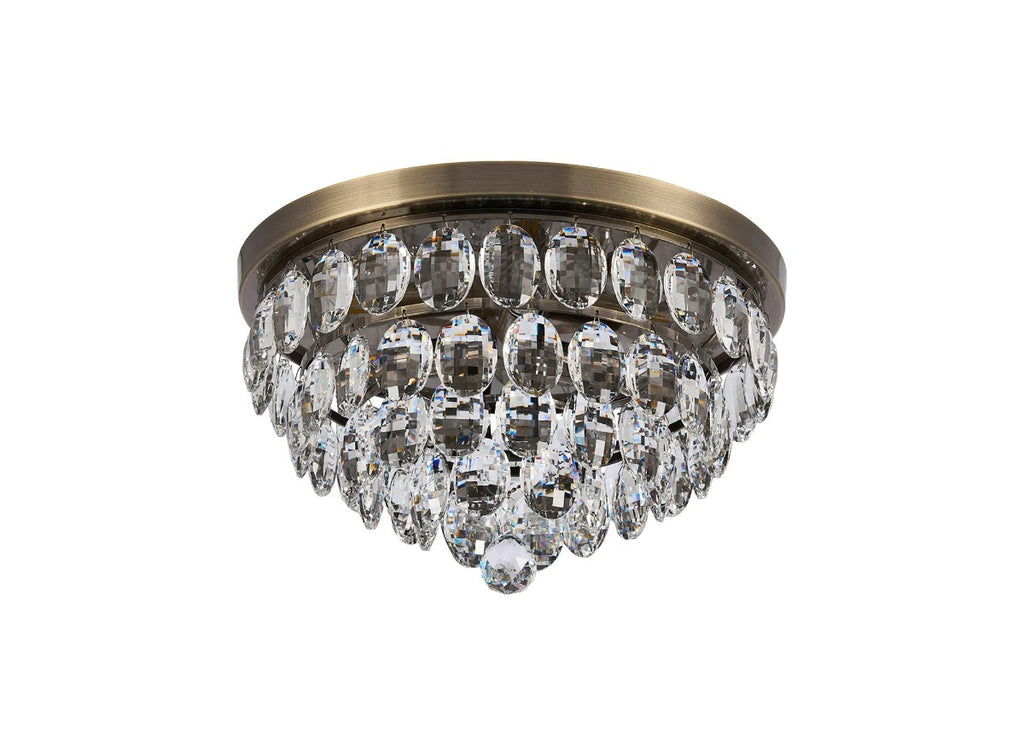 Diyas Coniston 3 Light Flush Ceiling Light in Antique Brass
