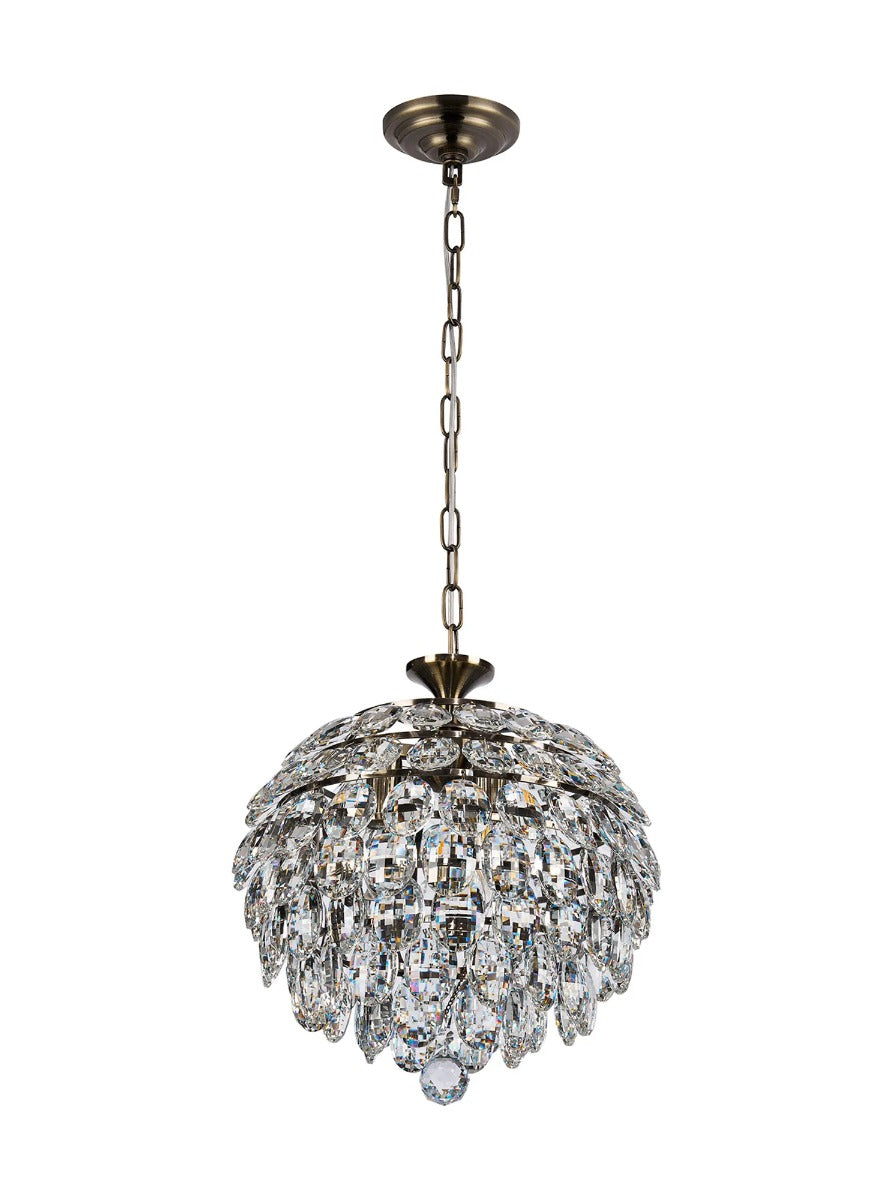 Diyas Coniston 3 Light Pendant Light in Antique Brass