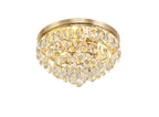 Diyas Coniston 3 Light Round Flush Ceiling Light in French Gold with Crystal