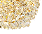 Diyas Coniston 3 Light Round Flush Ceiling Light in French Gold with Crystal