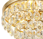 Diyas Coniston 3 Light Round Flush Ceiling Light in French Gold with Crystal