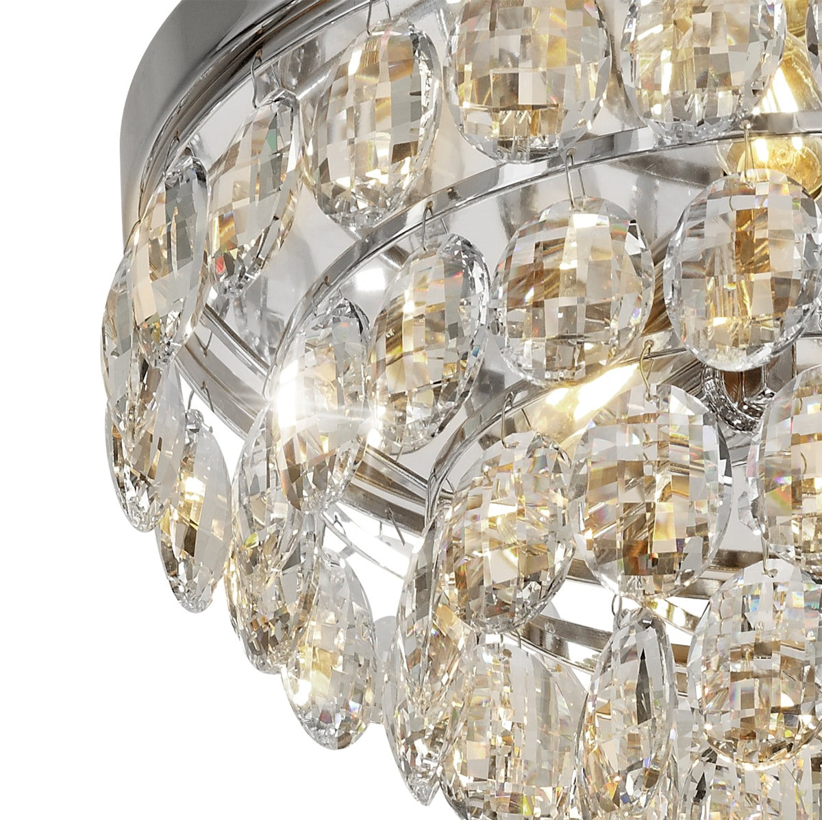 Diyas Coniston 3 Light Round Flush Ceiling Light in Polished Chrome with Crystal